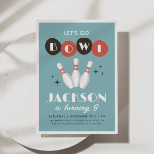 Retro Vintage Bowling Birthday Invitation