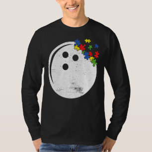 Retro Vintage Bowling Heart Autism Awareness Sport T-Shirt
