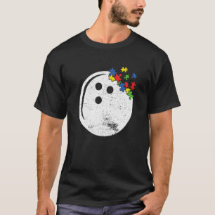 Retro Vintage Bowling Heart Autism Awareness Sport T-Shirt