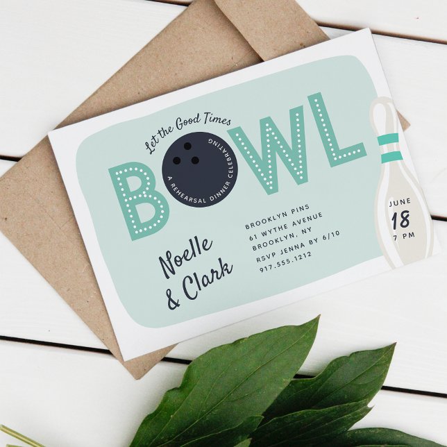 Retro Vintage Bowling Theme Rehearsal Dinner Invitation (Creator Uploaded)
