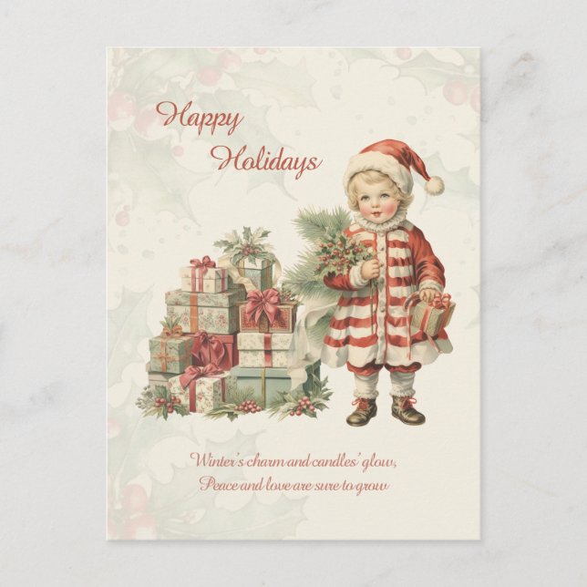 Retro Vintage Boy Christmas Gifts Greeting Card (Front)