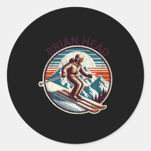 Retro vintage brian head utah ski resort winter classic round sticker