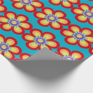 Retro Vintage Bright Flower Wrapping Paper