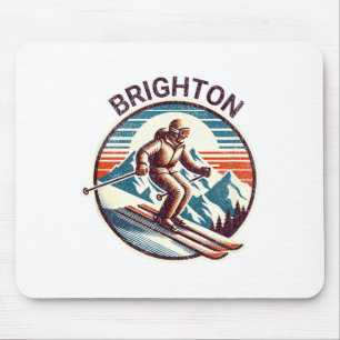 Retro vintage brighton utah ski resort winter mouse pad