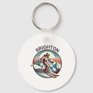 Retro Vintage Brighton Utah Ski Resort Winter Skii Key Ring