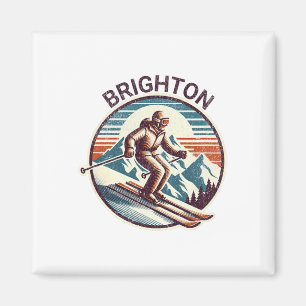 Retro Vintage Brighton Utah Ski Resort Winter Skii Magnet