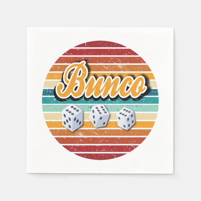 Retro Vintage Bunco Party Napkin (Front)