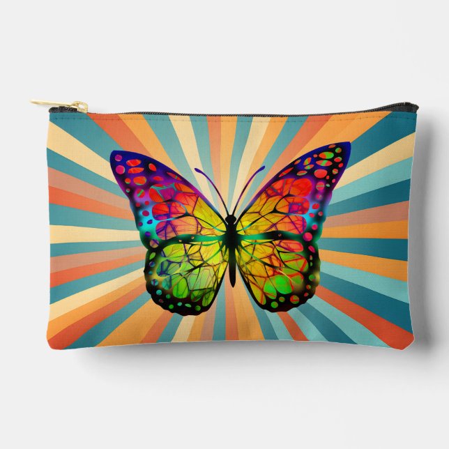 RETRO VINTAGE BUTTERFLY ABSTRACT ACCESSORY POUCH (Front)
