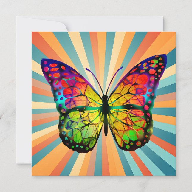 RETRO VINTAGE BUTTERFLY ABSTRACT INVITATION (Front)