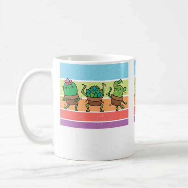 Retro Vintage Cactus Gardening Fun Coffee Mug (Left)