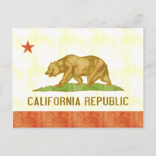 Retro Vintage California Flag Postcard
