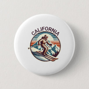 Retro Vintage California Ski Resort Winter Skiing 6 Cm Round Badge