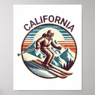 Retro Vintage California Ski Resort Winter Skiing Poster