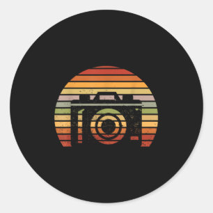 Retro Vintage Camera Picture Camera Man Photograph Classic Round Sticker