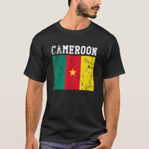Retro Vintage Cameroon Flag Cameroonian Roots T-Shirt