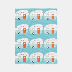 Retro Vintage Campers Trailers Fleece Blanket