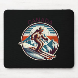 Retro vintage canada ski resort winter skiing  mouse pad