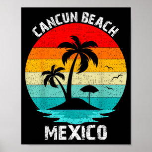 Retro Vintage Cancun Mexico Beach Family Vacation Poster