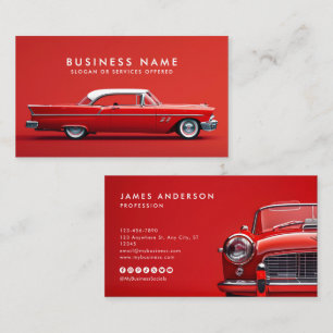 Retro Vintage Car/Auto QR Code Social Media Icons Business Card