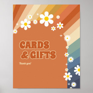 Retro Vintage Cards & Gifts Rainbow Daisy Poster