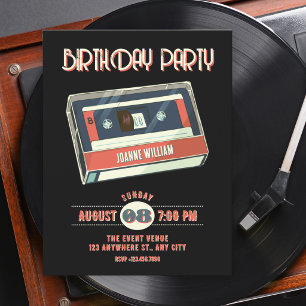 Retro vintage cassette tape invitation