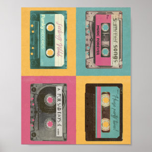 Retro Vintage Cassette Tapes Pop Art Graphic Poste Poster