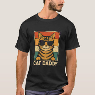 Retro Vintage Cat Daddy Funny Men Cat Lover Dad Fa T-Shirt