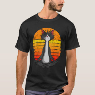 Retro Vintage Cat Meditation Namaste Yoga T-Shirt