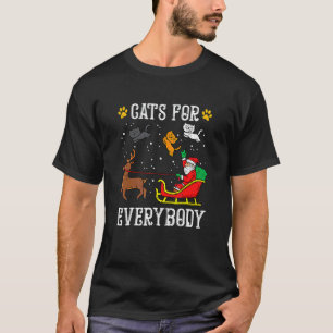 Retro Vintage Cats For Everybody Santa Christmas P T-Shirt