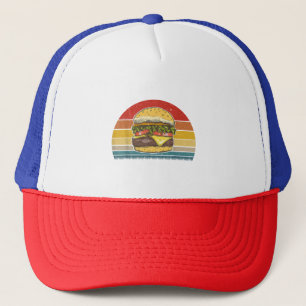 Retro Vintage Cheeseburger Design Costume Hamburge Trucker Hat