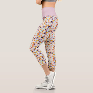 Retro Vintage Chequered in Pastels Capri Leggings