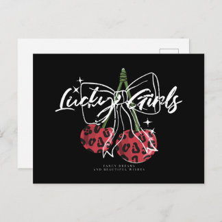 Retro Vintage Cherry Quote Typography  Postcard