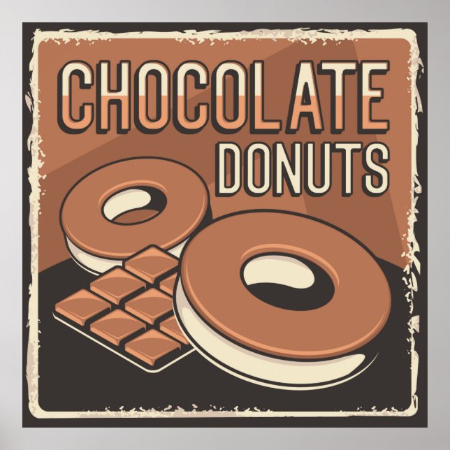 retro vintage chocolate doughnuts poster (Front)