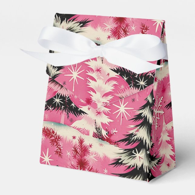 Retro Vintage Christmas: 1950's Pink Xmas Favour Box (Front Side)