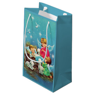 retro vintage Christmas Angels Holiday Small Gift Bag