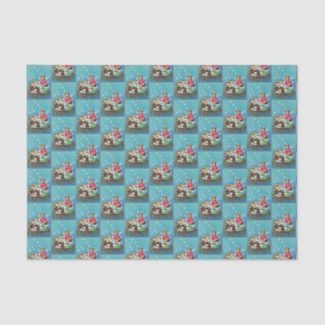 retro vintage Christmas Angels Holiday  Tissue Paper (Front)