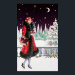 Retro vintage Christmas art deco lady poster<br><div class="desc">design by www.etsy.com/Shop/VanityFlairDesigns</div>