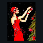 Retro vintage Christmas art deco lady poster<br><div class="desc">design by www.etsy.com/Shop/VanityFlairDesigns</div>
