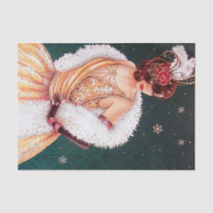 retro vintage Christmas art deco lady Tissue Paper