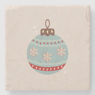 Retro Vintage Christmas Bauble Stone Coaster