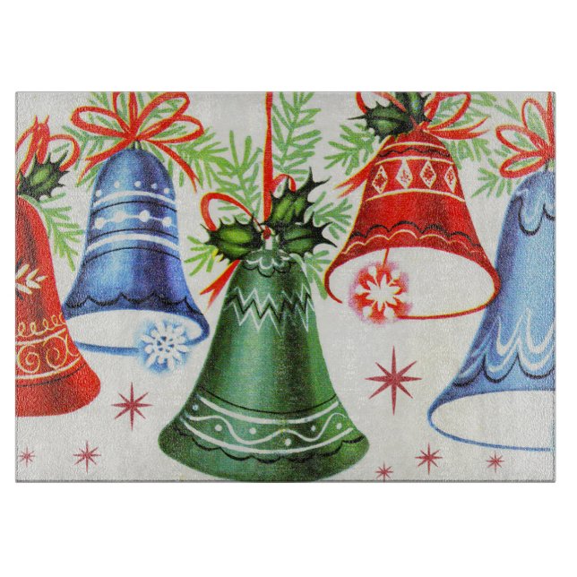 Retro Vintage Christmas bells Holiday cutting Board (Front)