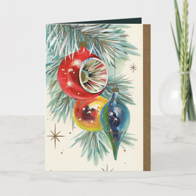 Retro Vintage Christmas bulb add text card (Front)