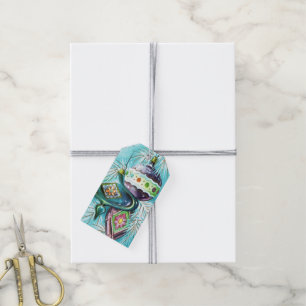 Retro Vintage Christmas bulb pattern add name tag