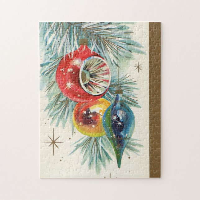 retro vintage Christmas bulbs Holiday Jigsaw Puzzle (Vertical)