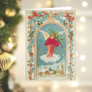 Retro Vintage Christmas Card   Angel