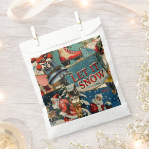 Retro Vintage Christmas Cards Collage Favour Bag