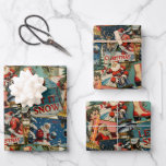 Retro Vintage Christmas Cards Collage Wrapping Paper Sheet<br><div class="desc">The vintage retro Christmas wrapping paper exudes a charming and nostalgic ambiance, reminiscent of yesteryears' holiday celebrations. The paper is a delightful collage of old Christmas cards, carefully curated to capture the essence of classic holiday sentiments. The collage is artfully arranged, with the edges of the cards slightly overlapping, creating...</div>