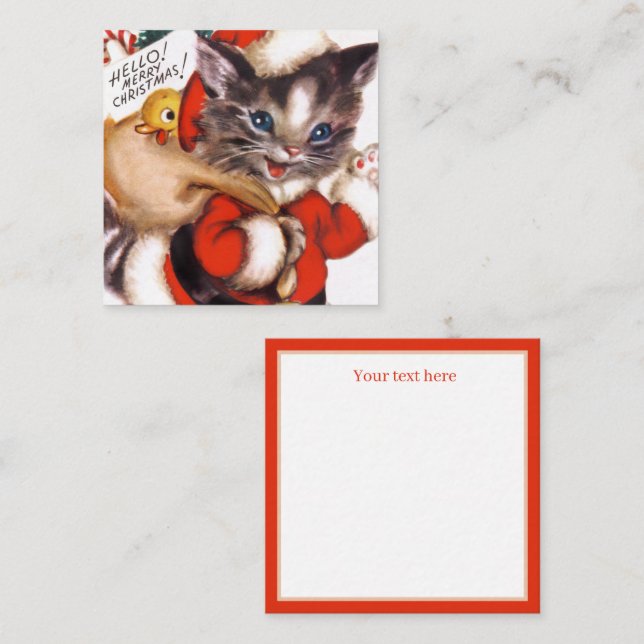 retro vintage Christmas cat add text Card (Front/Back)