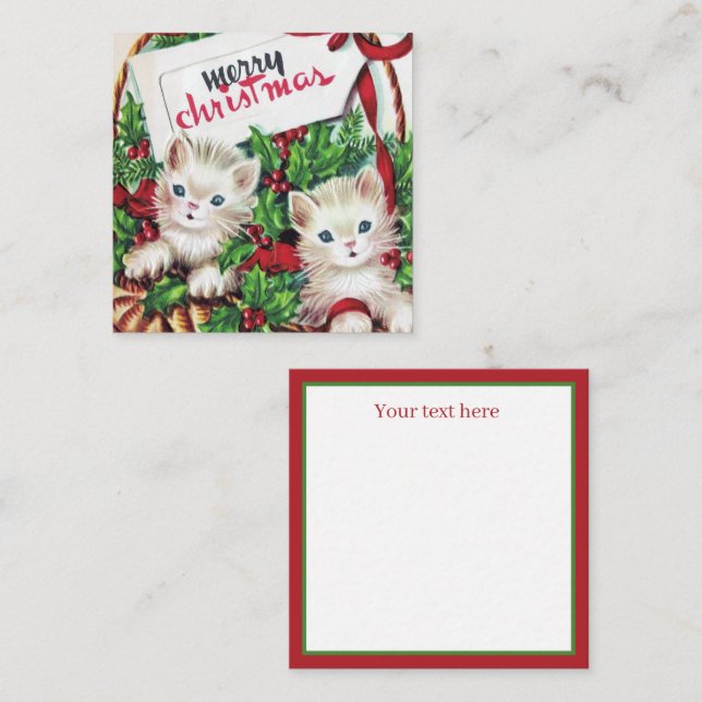 retro vintage Christmas cats add text Card (Front/Back)
