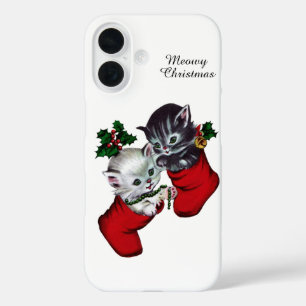 Retro Vintage Christmas cats iPhone 16 Case